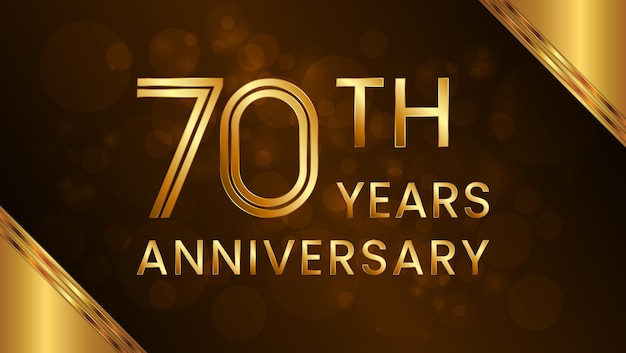 70th anniversary logo with double line number concept and golden color font