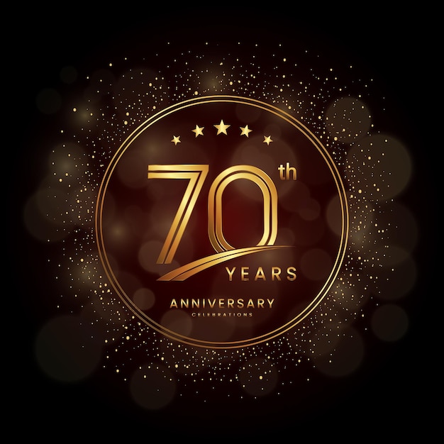 Vector 70th anniversary logo with golden glitter