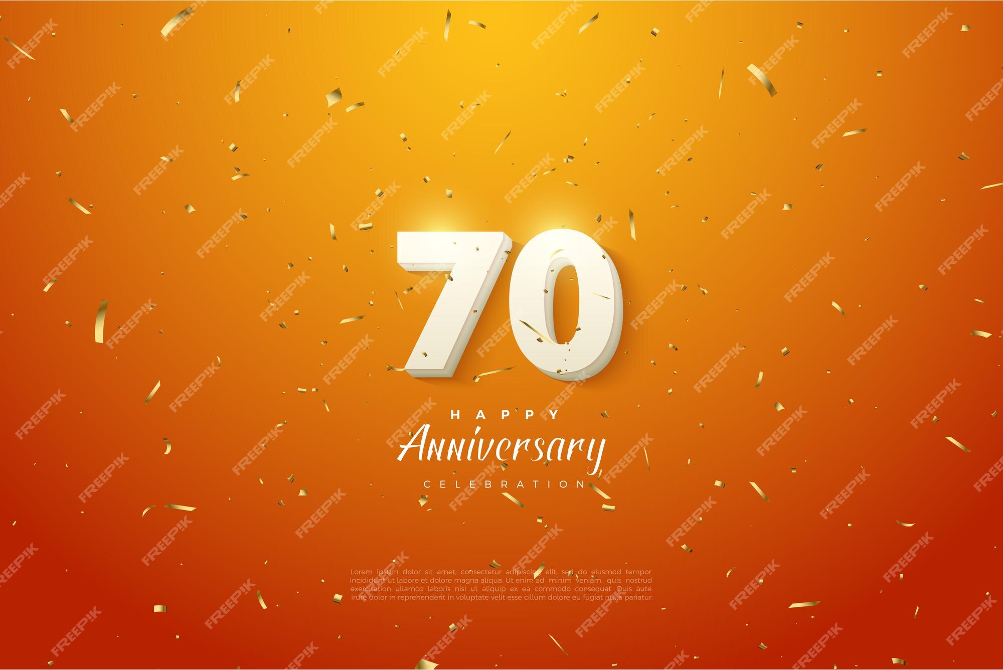 Premium Vector | 70th anniversary poster with combination of white numbers  and orange background.