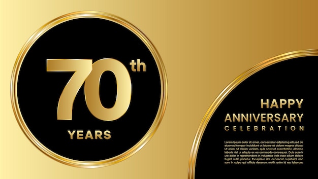 70th anniversary template design with golden numbers and pattern