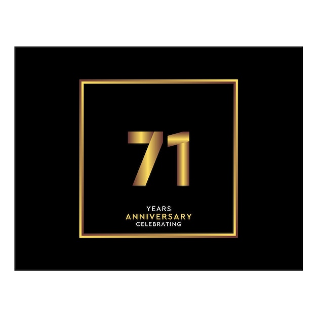 71 Year Anniversary With Gold Color Square