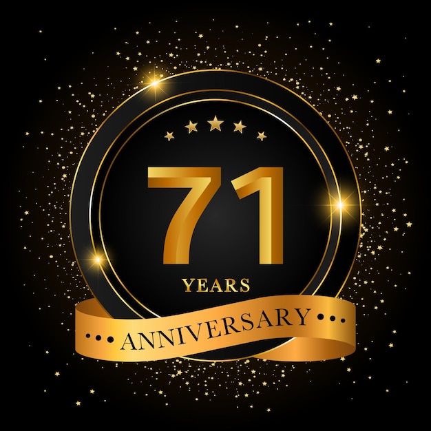 71 Years Anniversary Golden anniversary celebration template design Vector illustrations