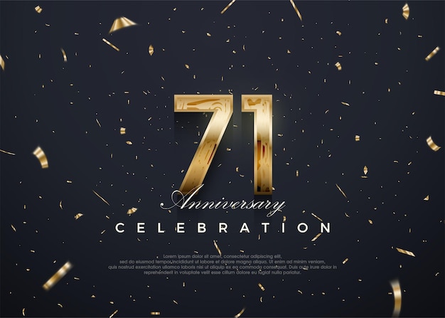 71e verjaardag viering vector 3d-ontwerp met luxe en glanzend goud Premium vector achtergrond voor groet en feest