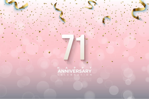 71ste verjaardag met de regenillustratie van het vieringslint.