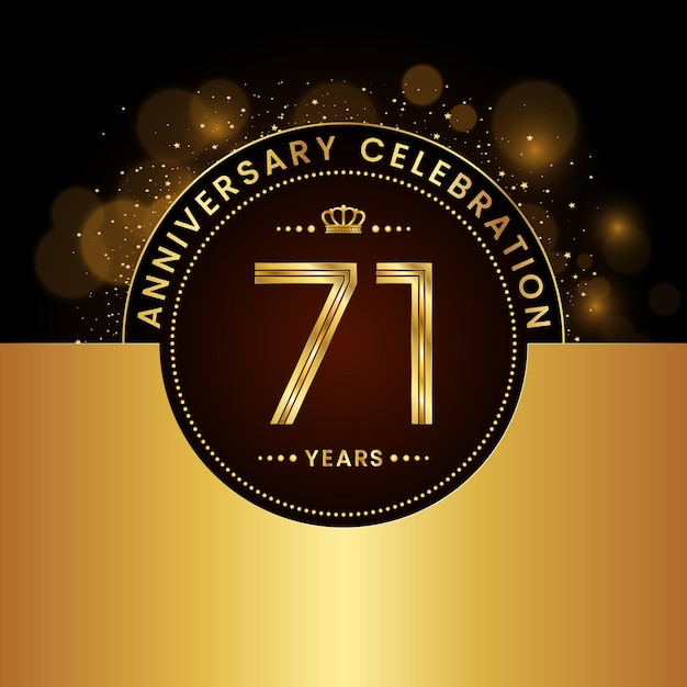 71th Anniversary Celebration Template design in golden color Modern style Logo Vector Template