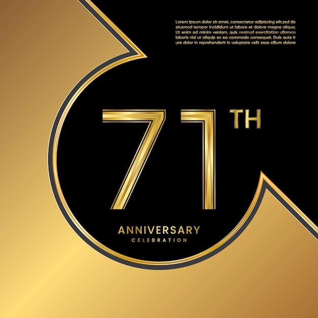 71th anniversary celebration template design with gold texture illustration vector template