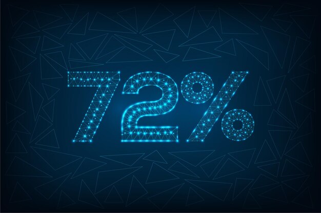 72 percent discount sale futuristic polygonal digital wireframe connected dots on blue background