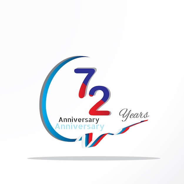 72 verjaardagsviering logo groen en rood gekleurd. achtenzeventig jaar verjaardag logo op witte achtergrond.
