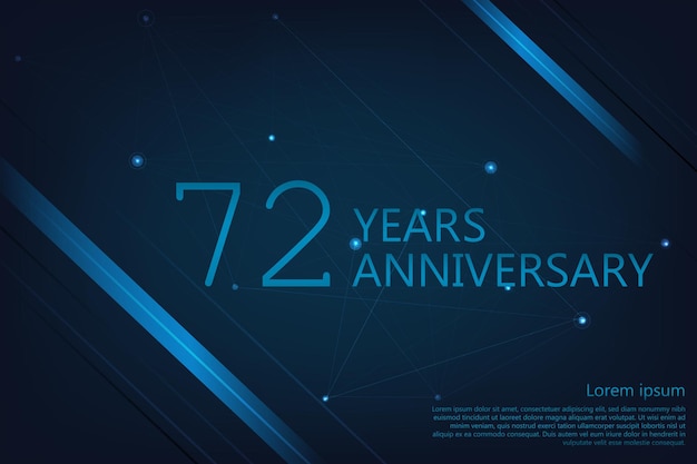 Vector 72 years anniversary geometric banner. poster template for celebrating anniversary event party.