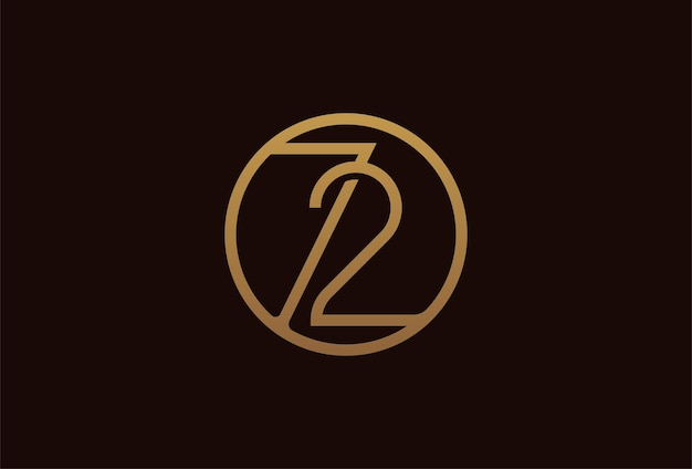 Vector 72 years anniversary logo, gold line circle with number inside, golden number design template