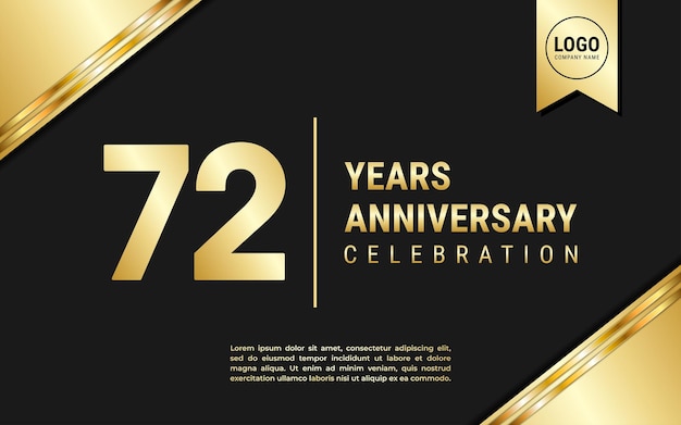 72 Years Anniversary template design Golden Anniversary Celebration vector illustration