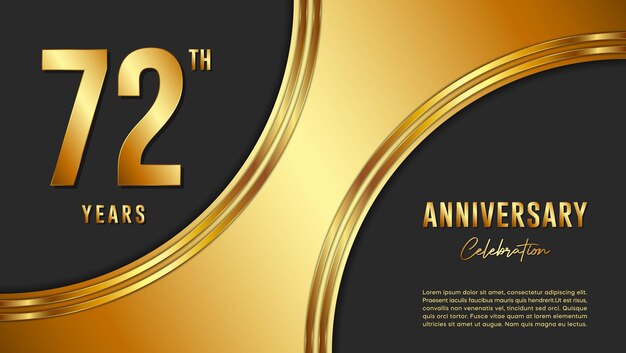 72e verjaardag viering sjabloonontwerp met gouden achtergrond en getallen Vector sjabloon