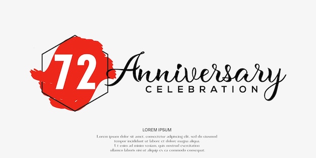 72nd years anniversary template with  brush design abstract vector  illustration