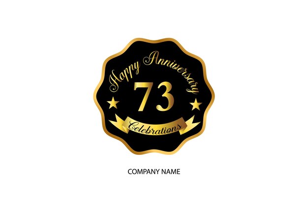 Vector 73-jarig jubileum viering logo met handschrift gouden kleur elegant ontwerp