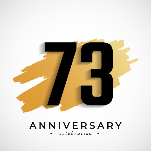 73 year anniversary celebration with gold brush symbol isolated on white background