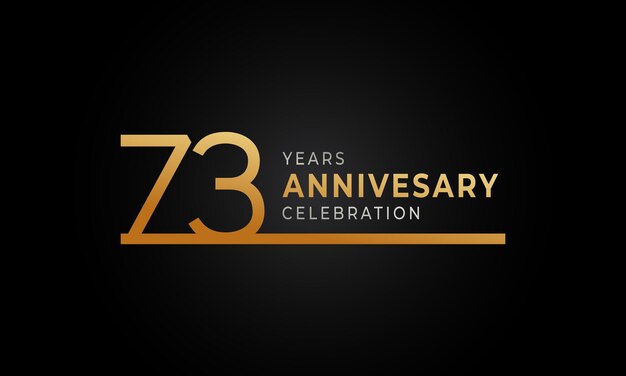 73 Year Anniversary Celebration with Single Line Golden and Silver Color Isolated on Dark Background