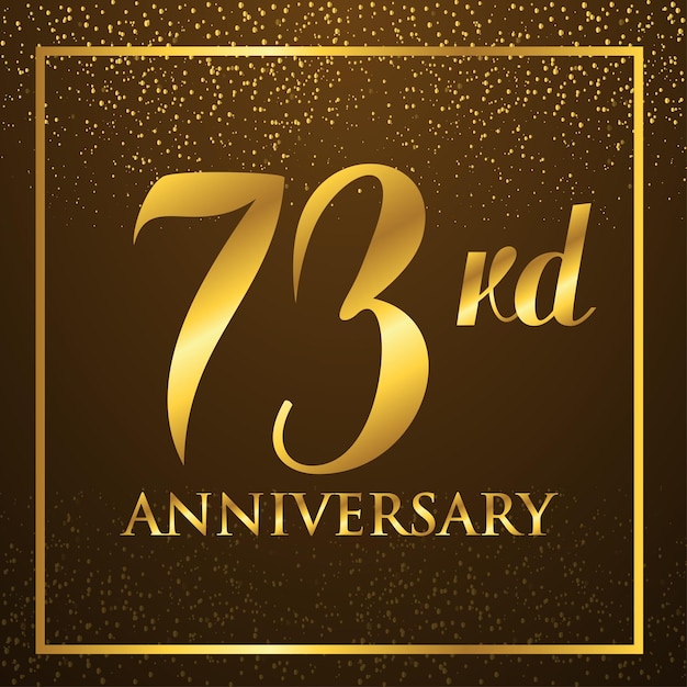 73 years anniversary logo template on gold color. celebrating golden numbers design elements