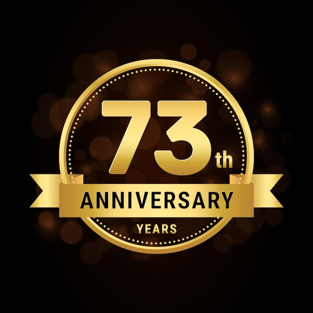 73e verjaardag verjaardag viering sjabloonontwerp met gouden lint Logo vectorillustratie