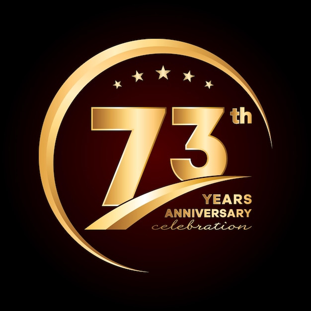 73rd anniversary template design with gold color number and ring