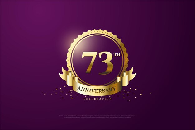 Vector 73rd anniversary with elegant shaped gold foil frame