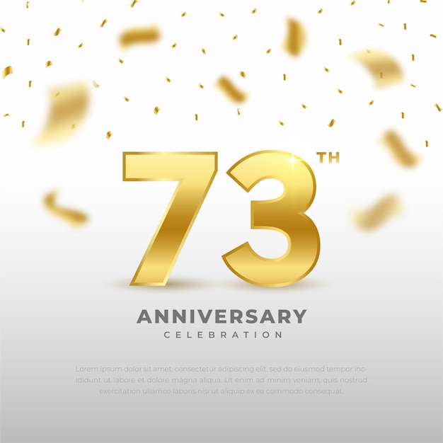 73th anniversary celebration with gold glitter color and white background