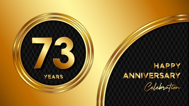 기념일 축하 행사를 위한 금색 질감과 숫자가 포함된 73주년 템플릿 디자인