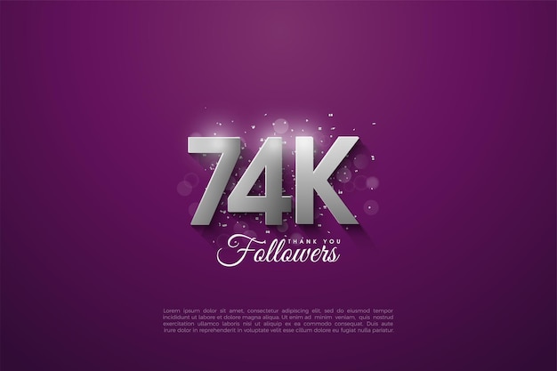 74k followers on a clean purple background