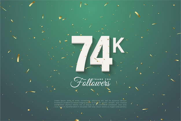 74k followers on green background