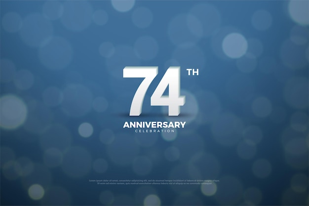 74th anniversary on blue bubble background