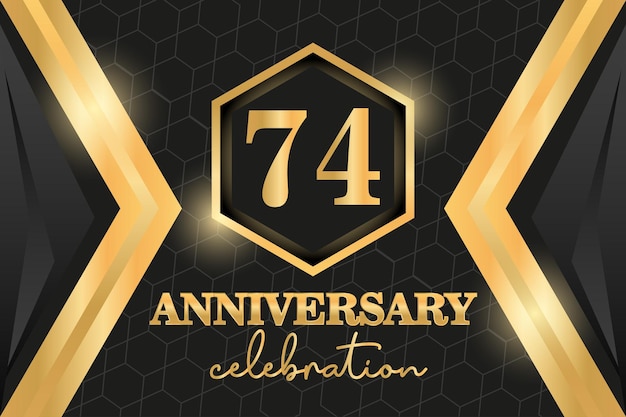 74th anniversary celebration logotype. Logo numbers and ribbon vector design.