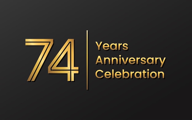 74th Anniversary template design with gold color for anniversary celebration Vector template