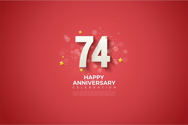 74th anniversary with beautiful red bubble background.