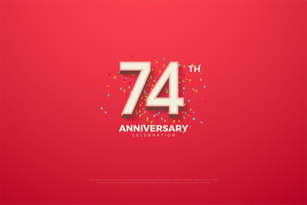 74th anniversary with celebration paper sprinkles