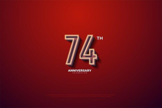 74th anniversary with hole 2d number illustration