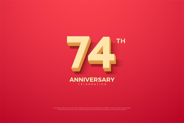 74th anniversary with smooth 3d numbers