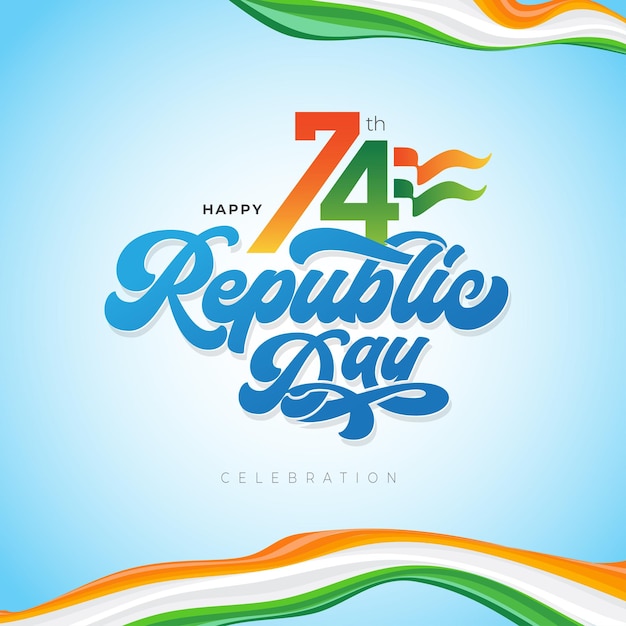 74th Happy Indian Republic Day Celebration Background Design