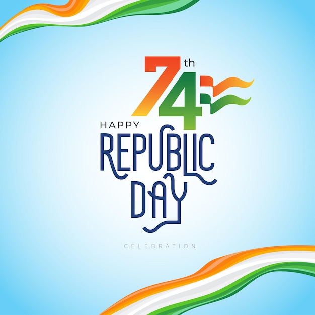 74th Happy Indian Republic Day Celebration Background Design