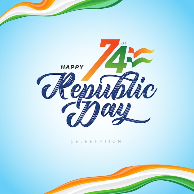 74th Happy Indian Republic Day Celebration Background Design