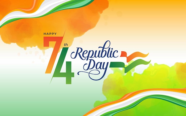 74th Happy Indian Republic Day Celebration Background Design