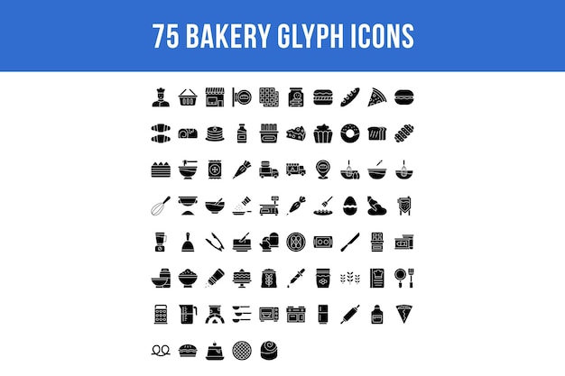 Vector 75 bakery glyph icons