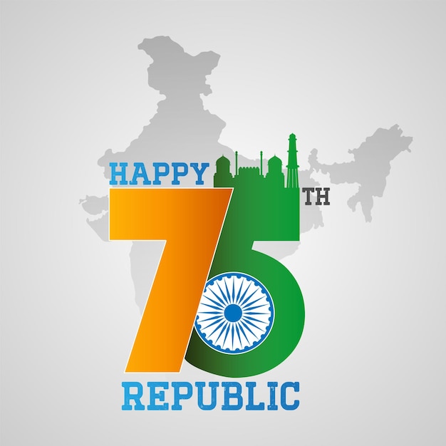 75 jaar gelukkige dag van de Republiek India Vector sjabloonontwerp illustratie ontwerp