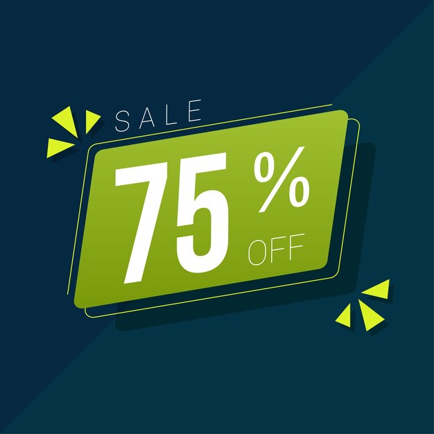 75% 할인 녹색 직사각형 모양 75% 할인 녹색 라벨 판매