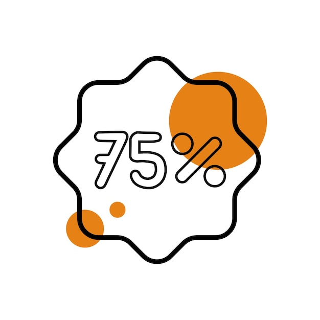 Vettore sconto del badge del 75%.