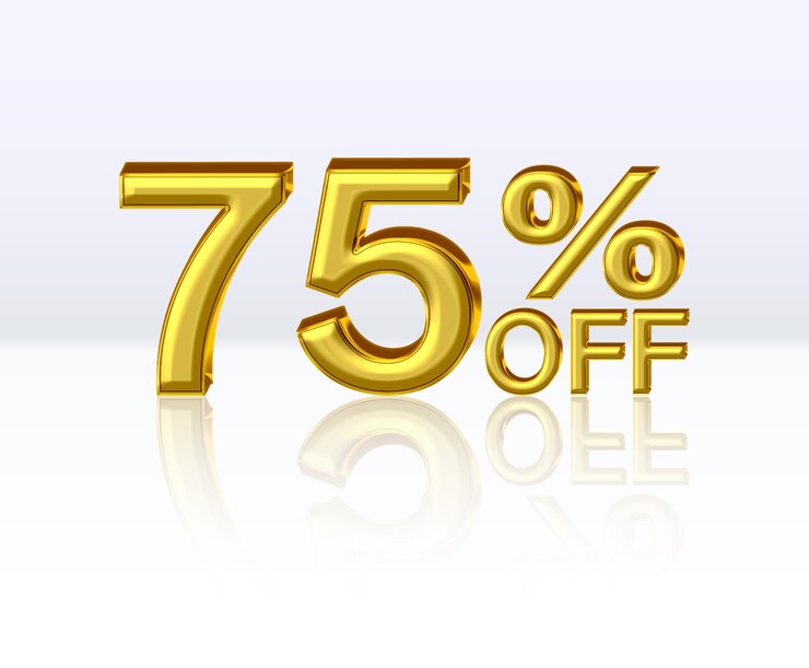 Vector 75 percent discount golden numbers with percentage sign special offer vector illustration