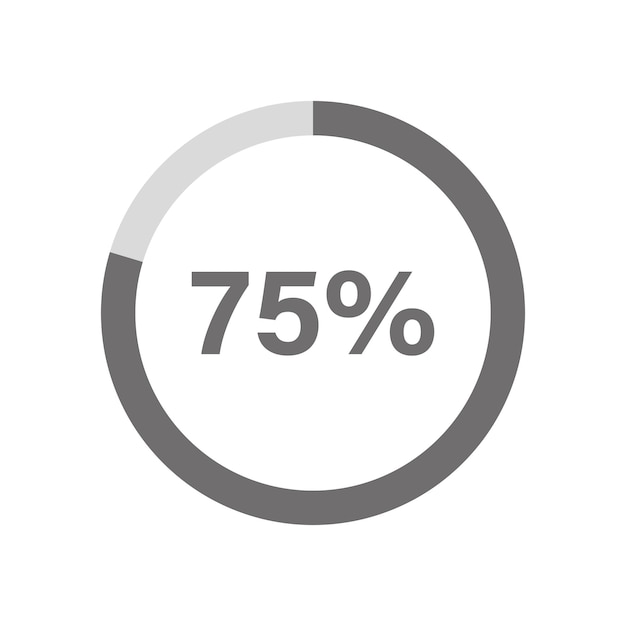 75% 채워진 라운드 로딩 바, 충전 진행, 다운로드 아이콘, 터 일러스트레이션