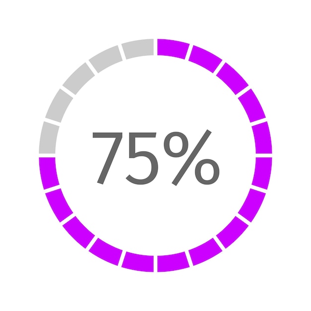 75 percent filled round loading bar Progress waiting or downloading icon divided on segments
