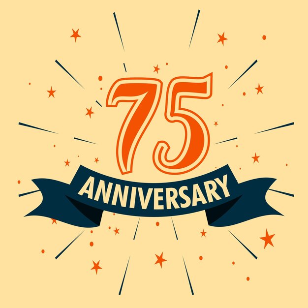 Vettore disegno di celebrazione di 75 anni di anniversario con forma numerica per il vettore di eventi di celebrazione speciale