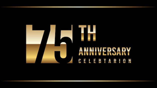 75 Years Anniversary Template Design Illustration With Gold Color Text