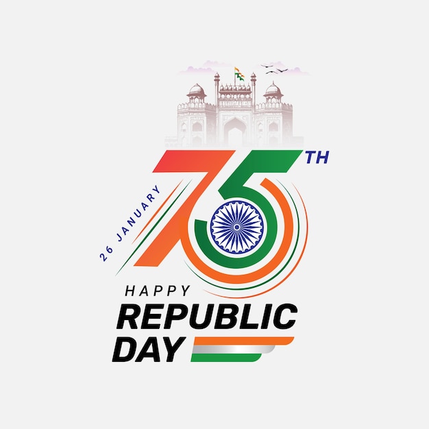 Vector 75 years of republic day logo vector