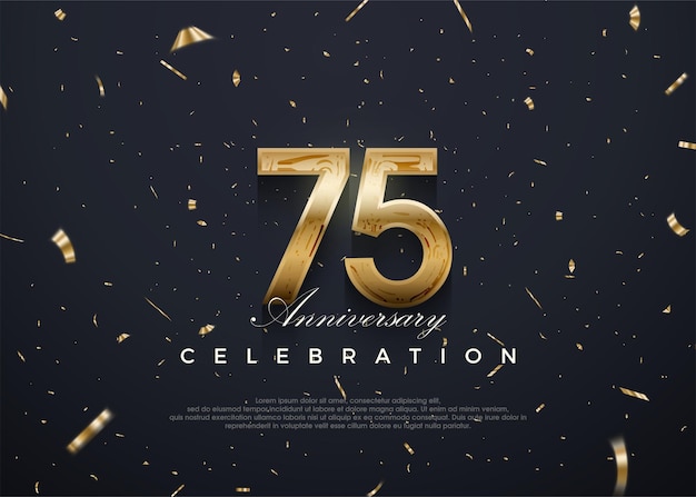 75e verjaardag viering vector 3D-ontwerp met luxe en glanzend goud Premium vector achtergrond voor begroeting en viering